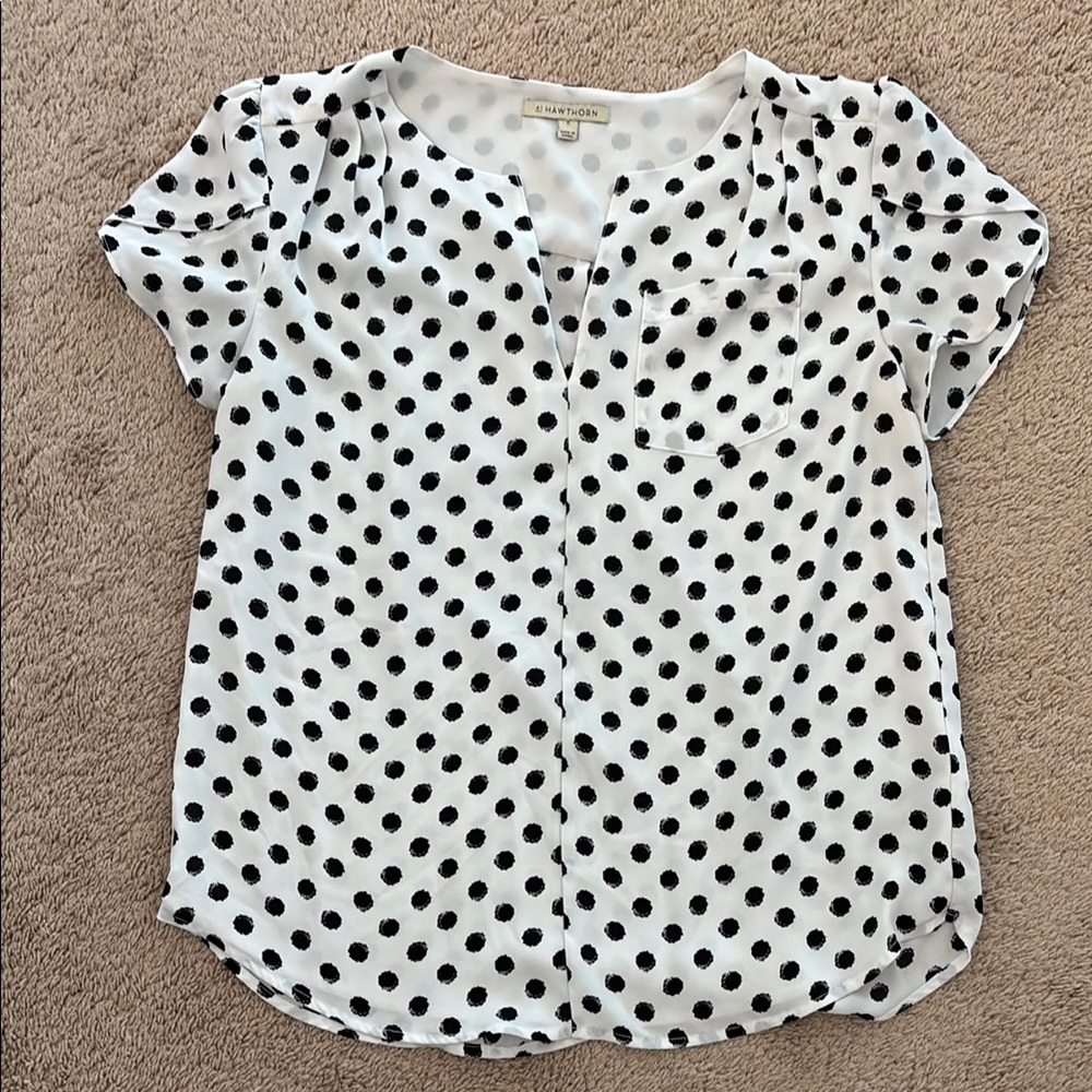 Ann Taylor Black and White Polka Dot Women's Top